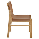 Riesling Leather Dining Side Chair in Chestnut Tan