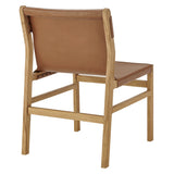 Riesling Leather Dining Side Chair in Chestnut Tan