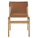 Riesling Leather Dining Side Chair in Chestnut Tan