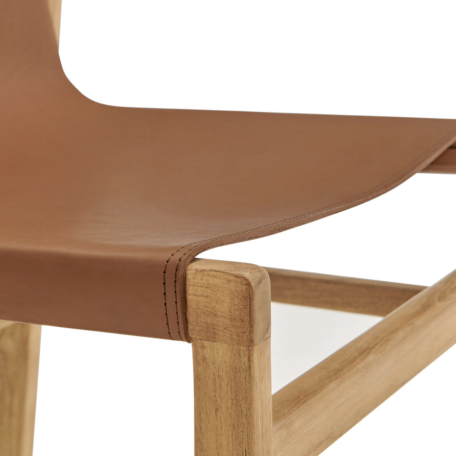 Riesling Leather Dining Side Chair in Chestnut Tan