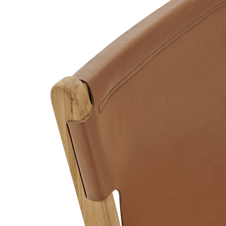 Riesling Leather Dining Side Chair in Chestnut Tan