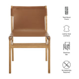 Riesling Leather Dining Side Chair in Chestnut Tan