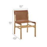 Riesling Leather Dining Side Chair in Chestnut Tan