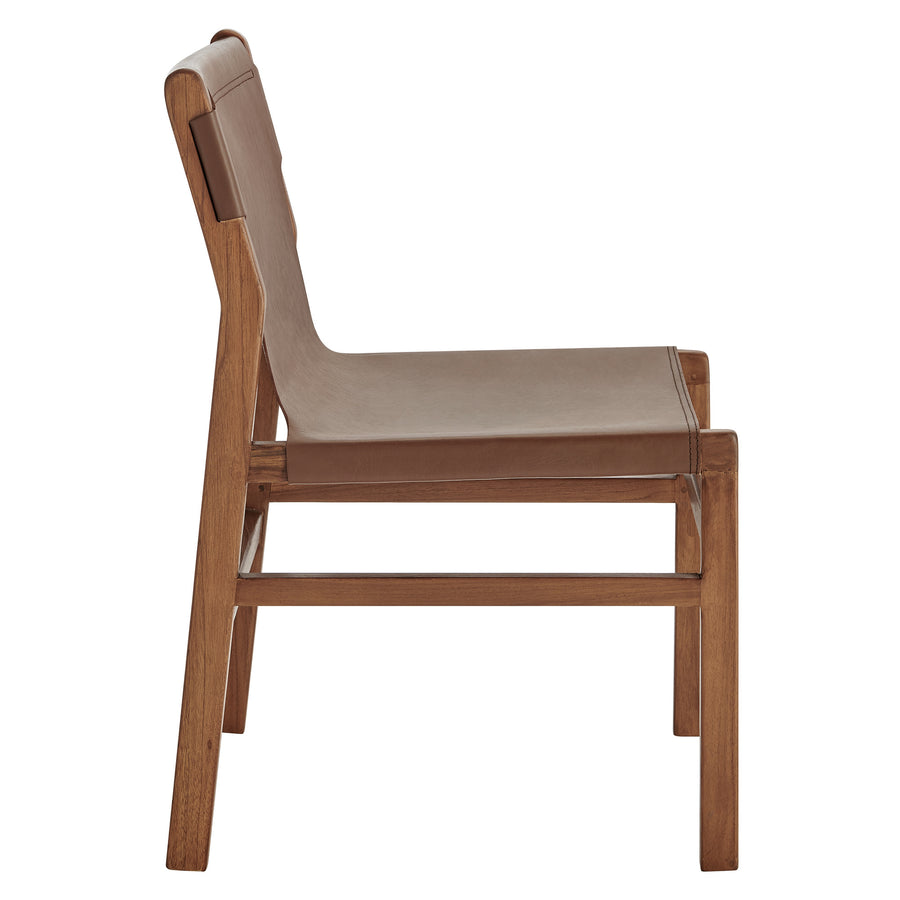 Riesling Leather Dining Side Chair in Nutmeg Brown