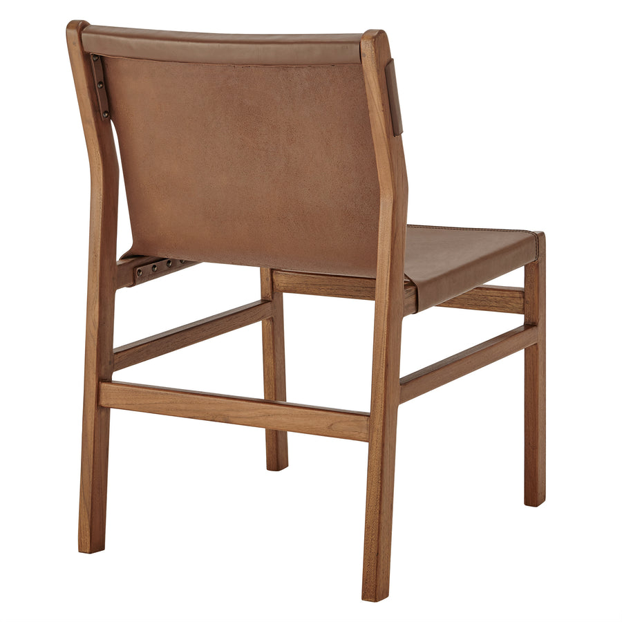 Riesling Leather Dining Side Chair in Nutmeg Brown