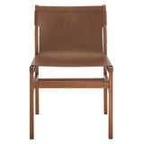 Riesling Leather Dining Side Chair in Nutmeg Brown