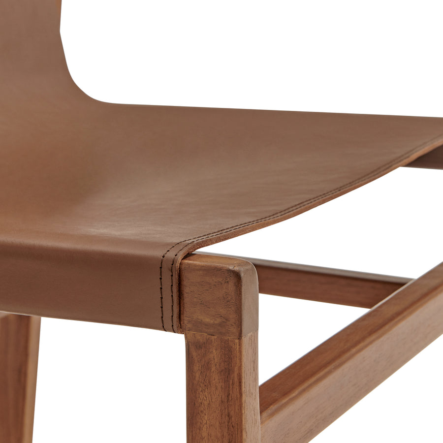 Riesling Leather Dining Side Chair in Nutmeg Brown