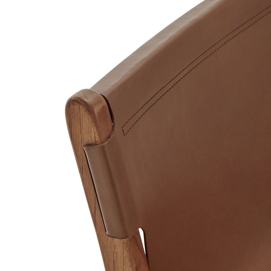 Riesling Leather Dining Side Chair in Nutmeg Brown