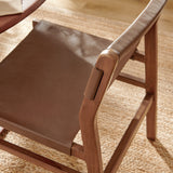 Riesling Leather Dining Side Chair in Nutmeg Brown
