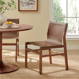 Riesling Leather Dining Side Chair in Nutmeg Brown