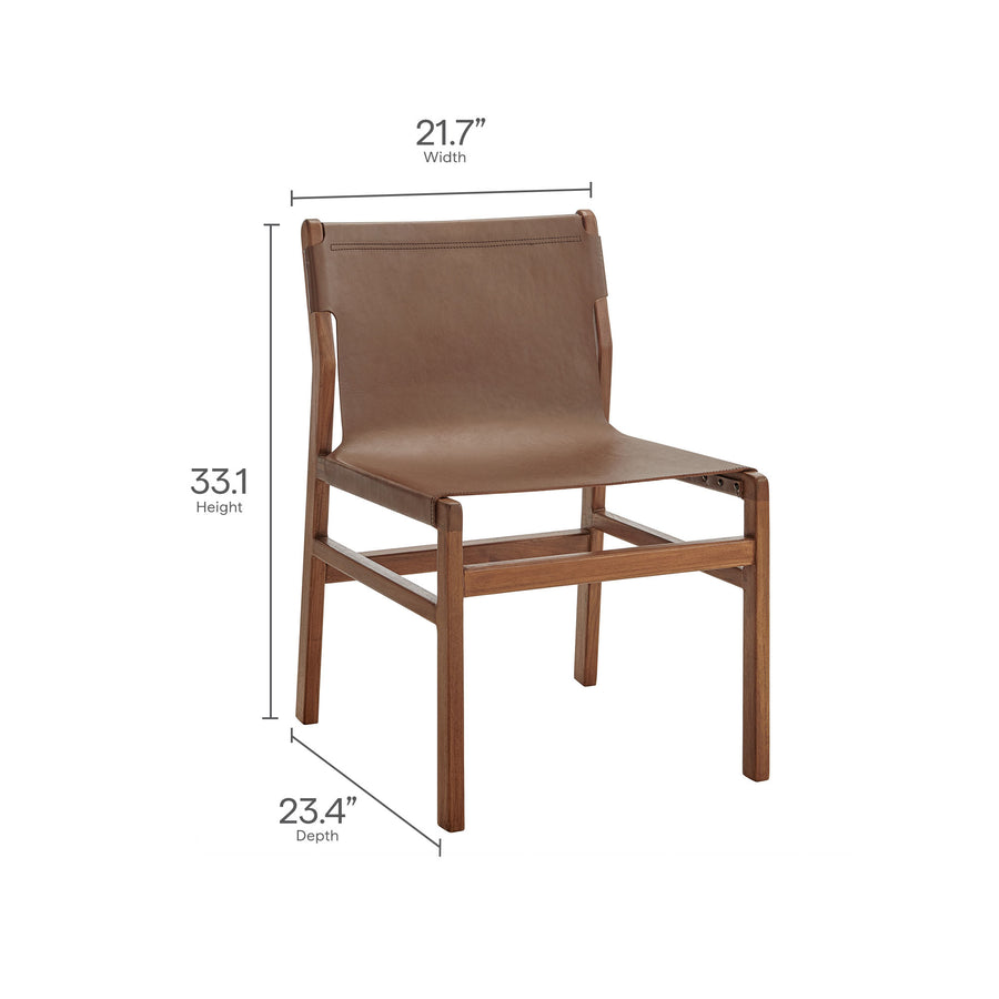 Riesling Leather Dining Side Chair in Nutmeg Brown