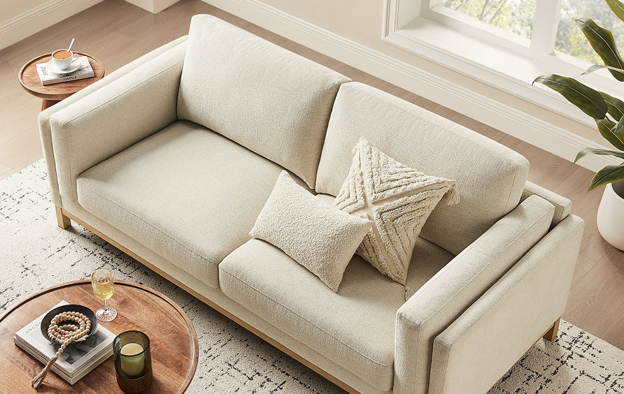 Fern 81 inch Fabric Sofa in Ivory