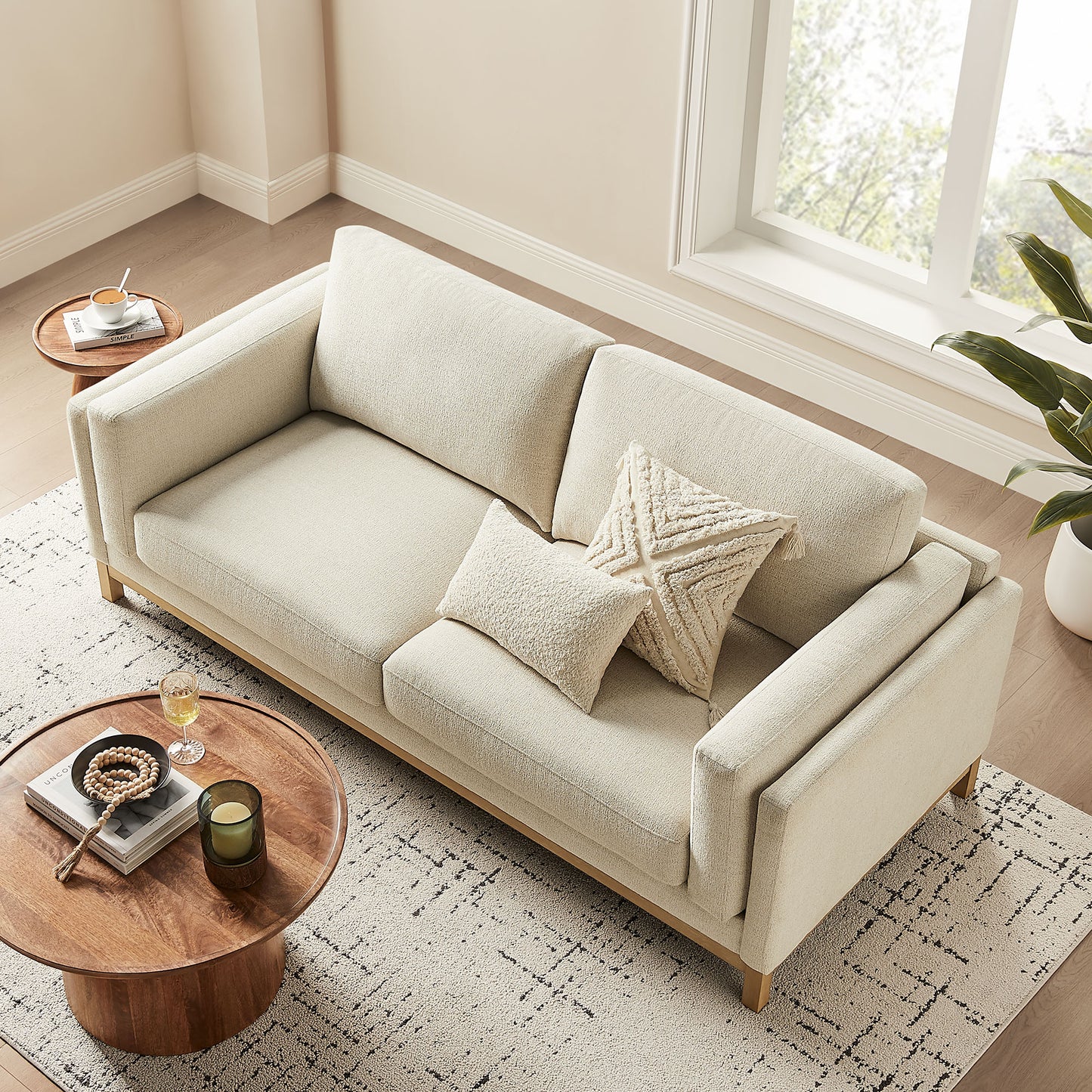 Fern 81 inch Fabric Sofa in Ivory