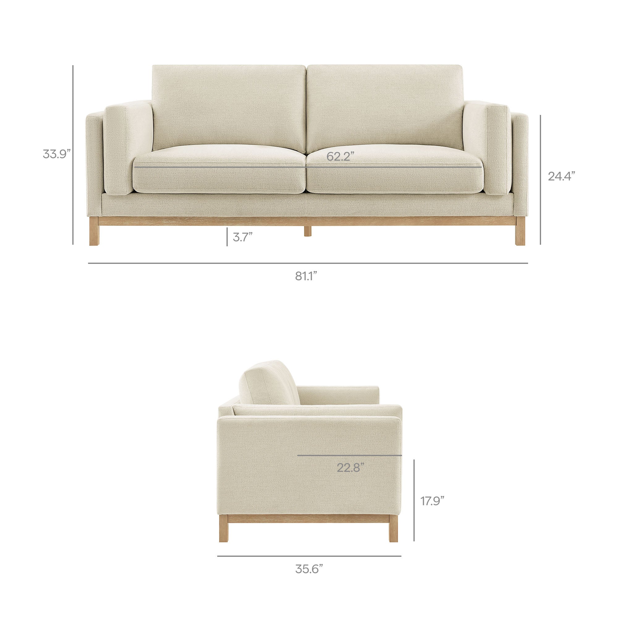 Roscoe 81 inch Fabric Sofa by Furniture for America