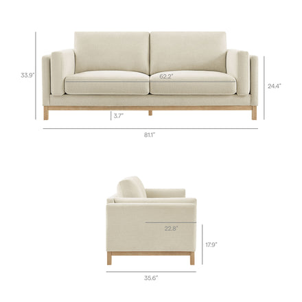 Roscoe 81 inch Fabric Sofa in Ivory