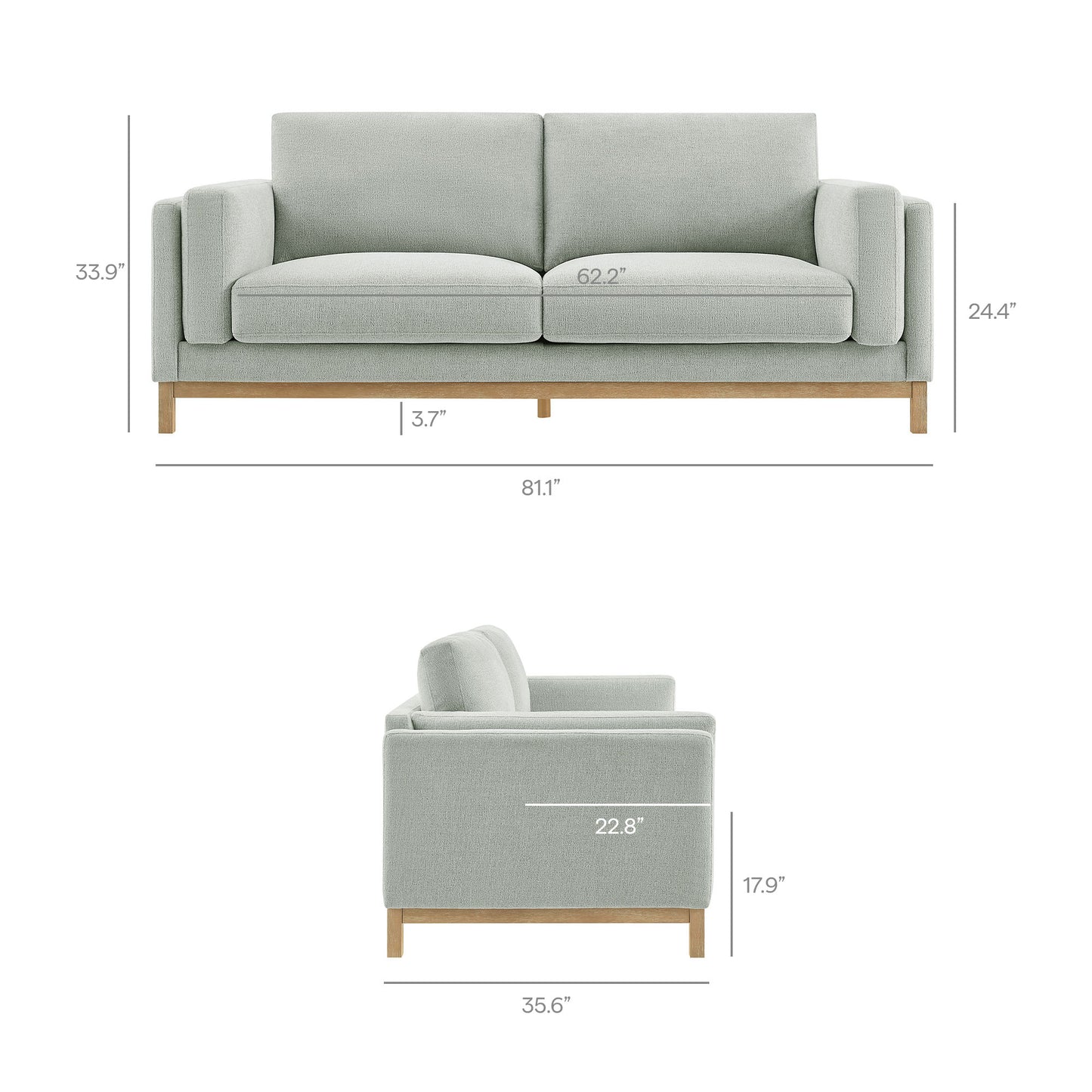 Fern 81 inch Fabric Sofa in Mist