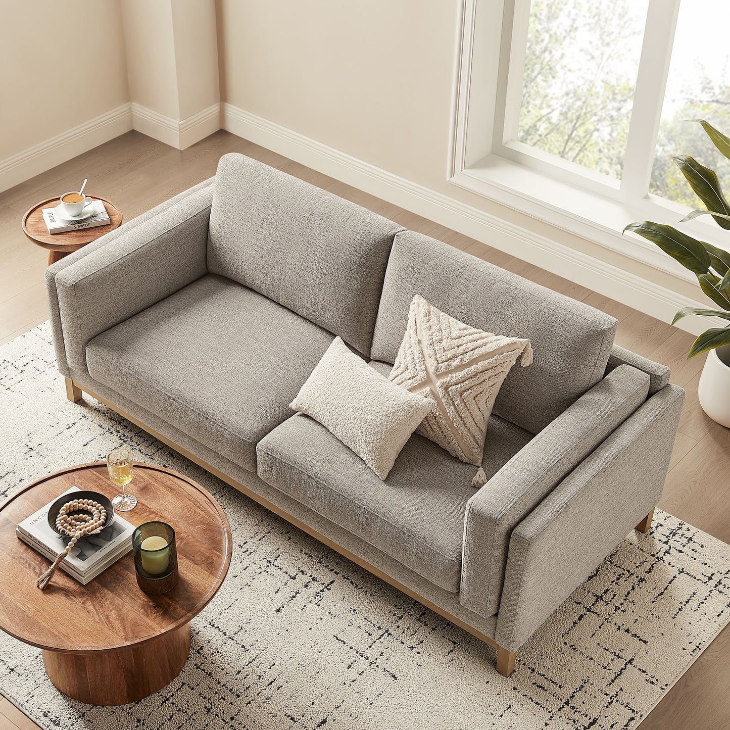 Fern 81 inch Fabric Sofa in Pewter