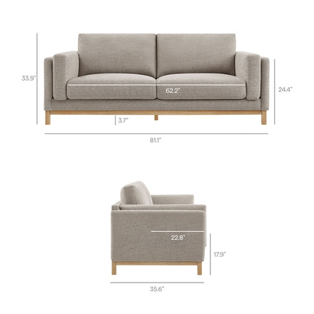 Roscoe 81 inch Fabric Sofa in Pewter