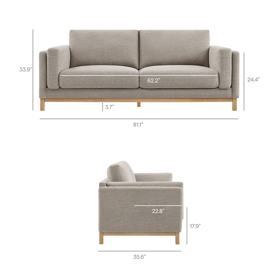 Fern 81 inch Fabric Sofa in Pewter