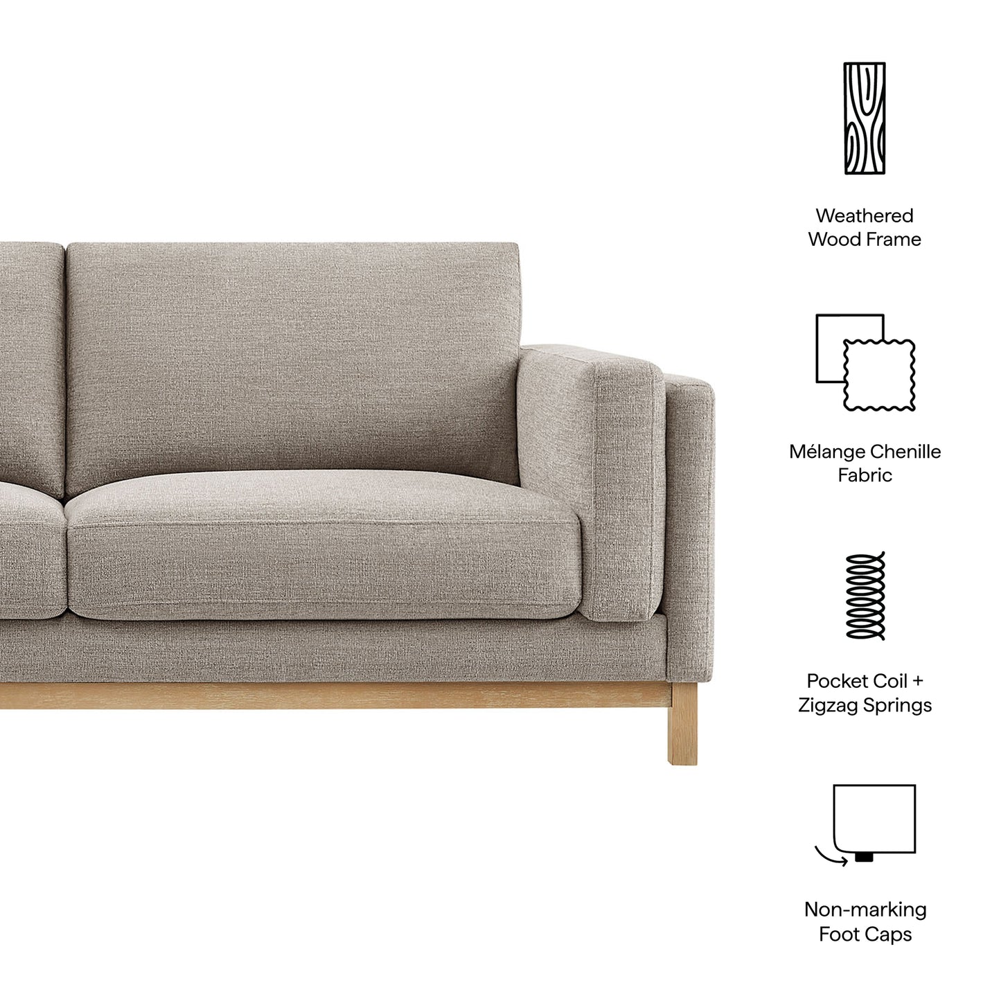Fern 81 inch Fabric Sofa in Pewter