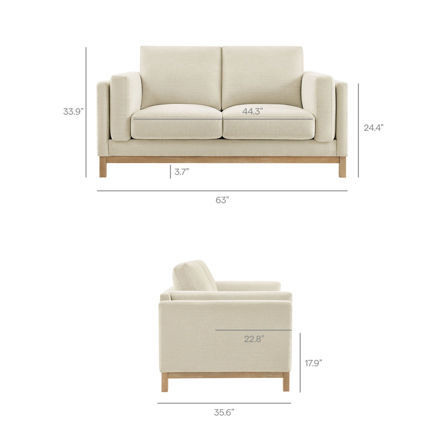 Roscoe 63 inch Fabric Loveseat by Furniture for America
