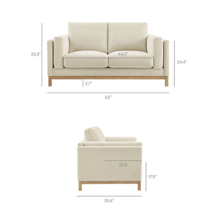 Roscoe 63 inch Fabric Loveseat in Ivory