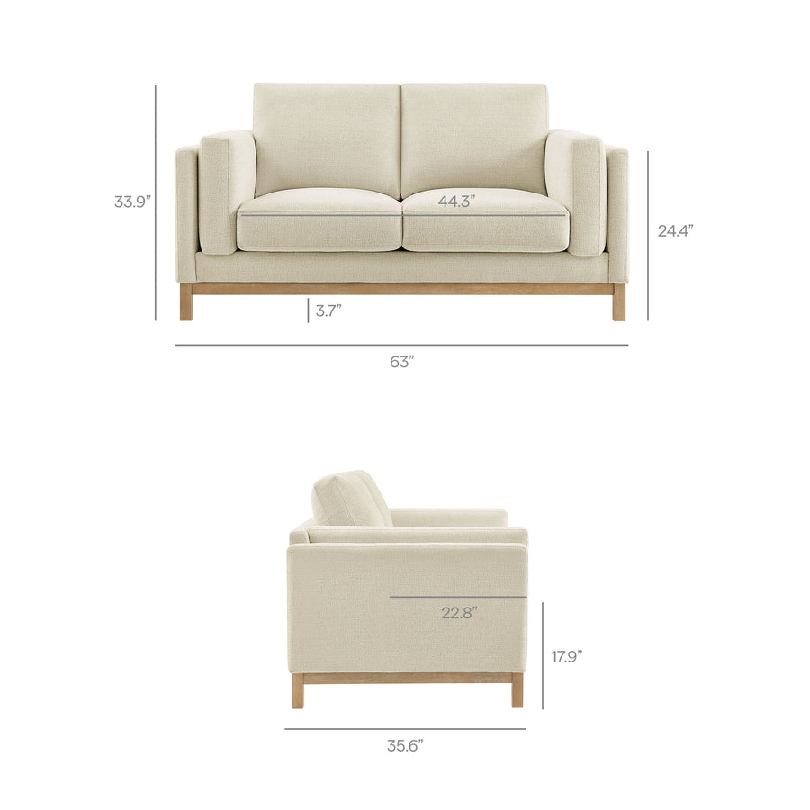 Fern 63 inch Fabric Loveseat in Ivory