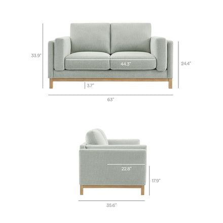 Roscoe 63 inch Fabric Loveseat in Mist