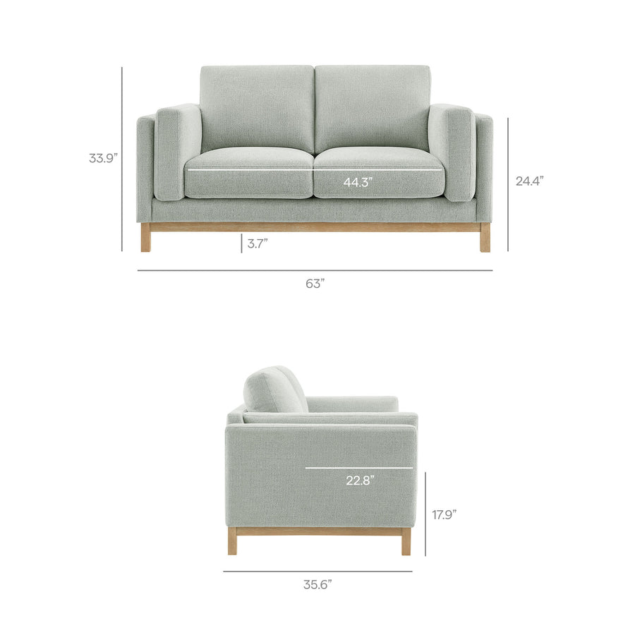 Fern 63 inch Fabric Loveseat in Mist