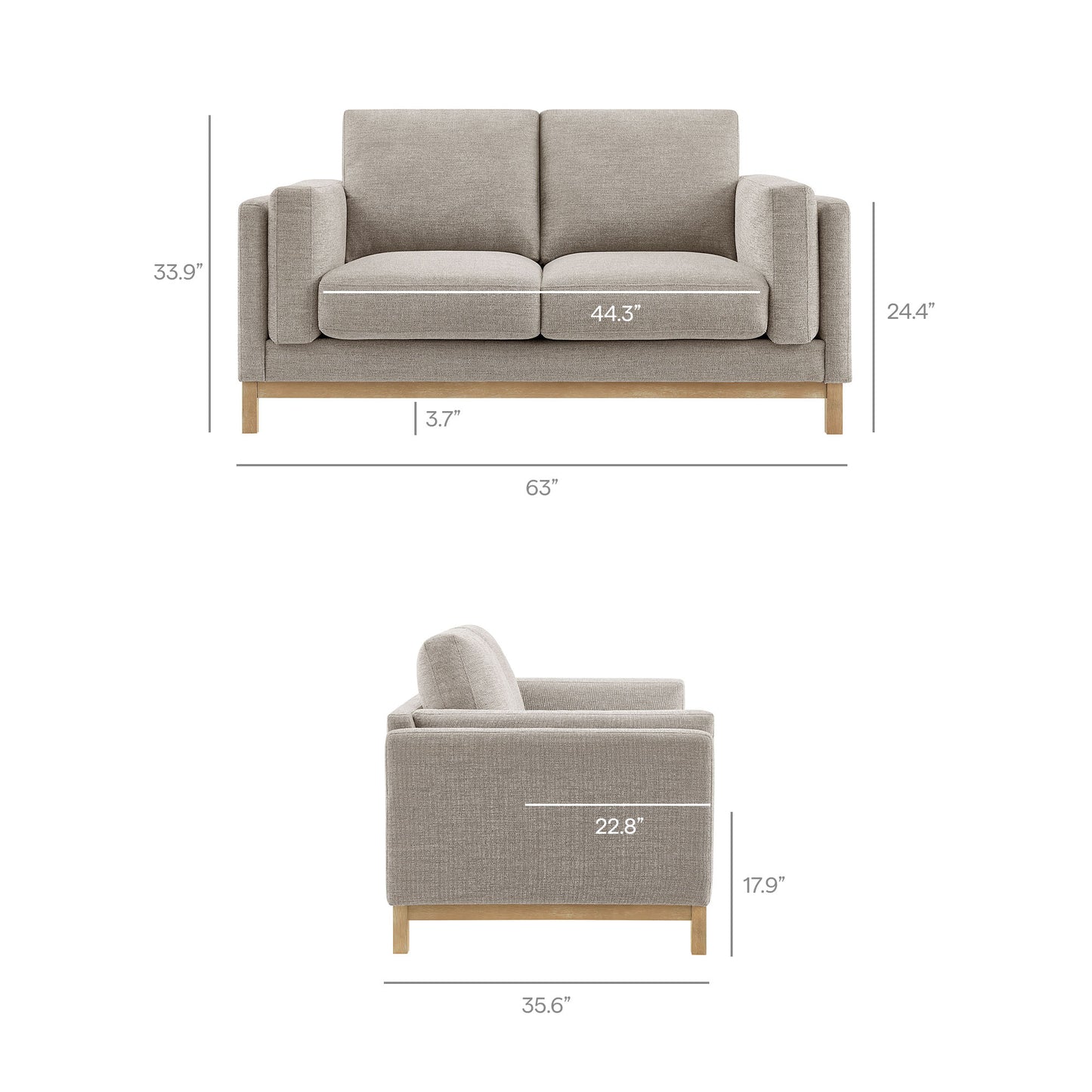 Roscoe 63 inch Fabric Loveseat by Furniture for America