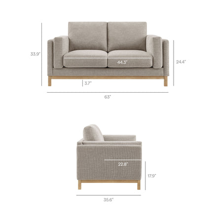 Roscoe 63 inch Fabric Loveseat in Pewter