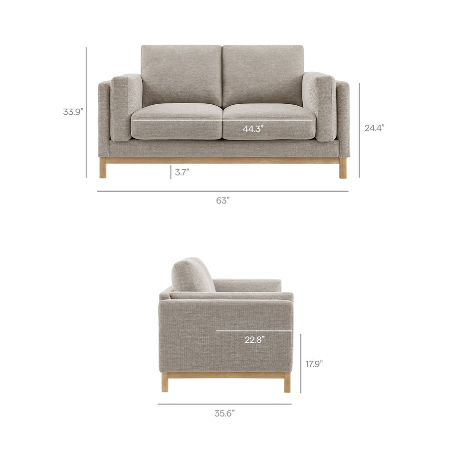 Fern 63 inch Fabric Loveseat in Pewter