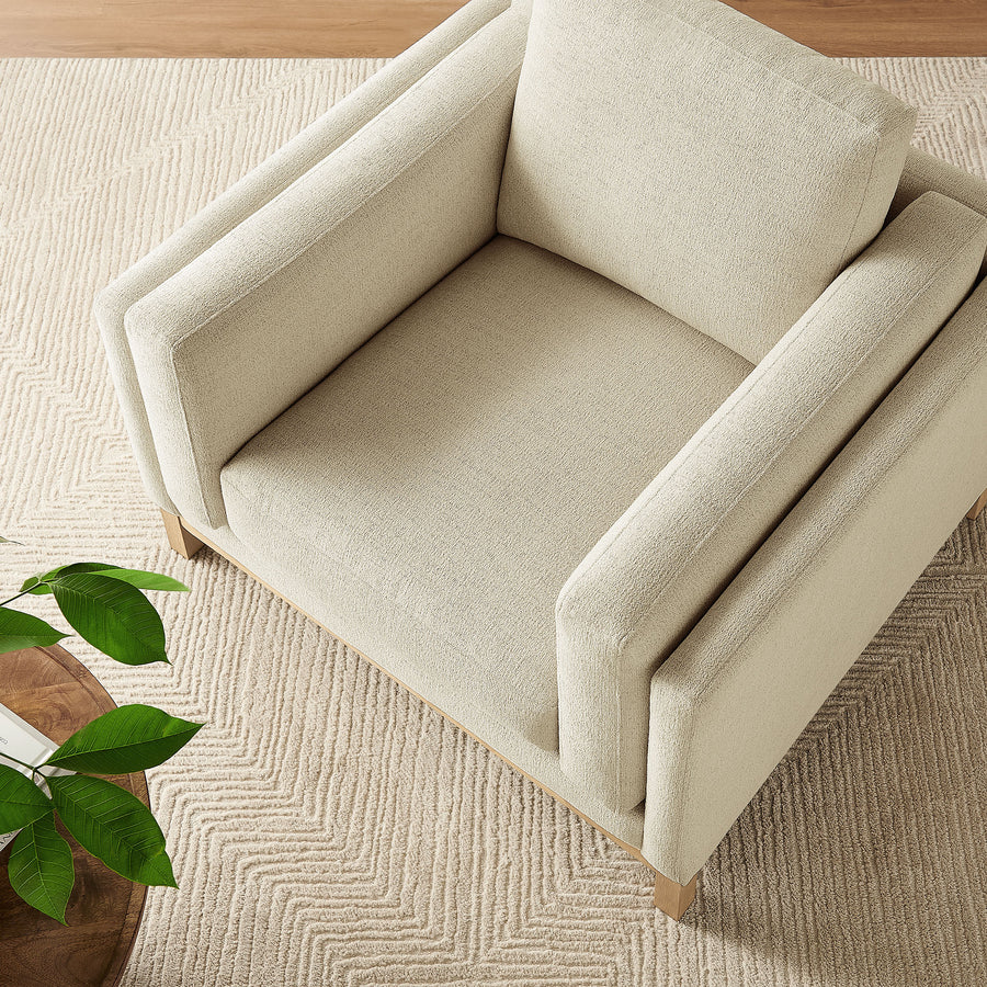 Fern Fabric Armchair in Ivory