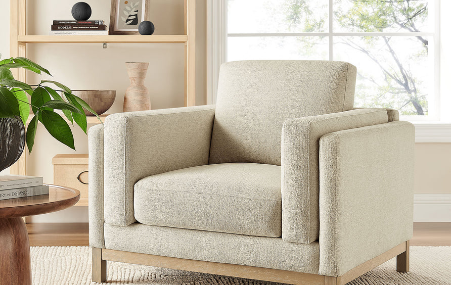 Fern Fabric Armchair in Ivory
