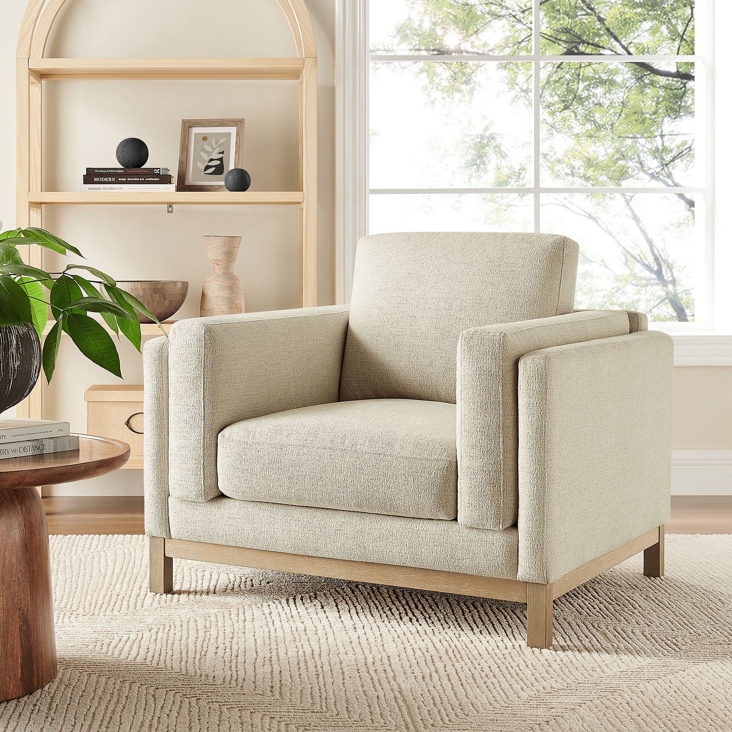 Fern Fabric Armchair in Ivory