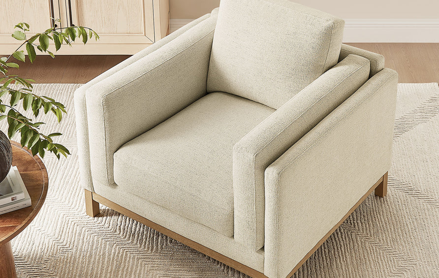 Fern Fabric Armchair in Ivory