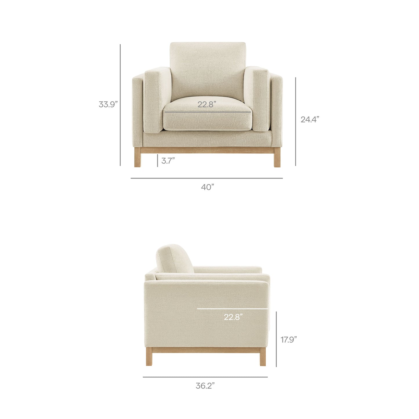 Fern Fabric Armchair in Ivory