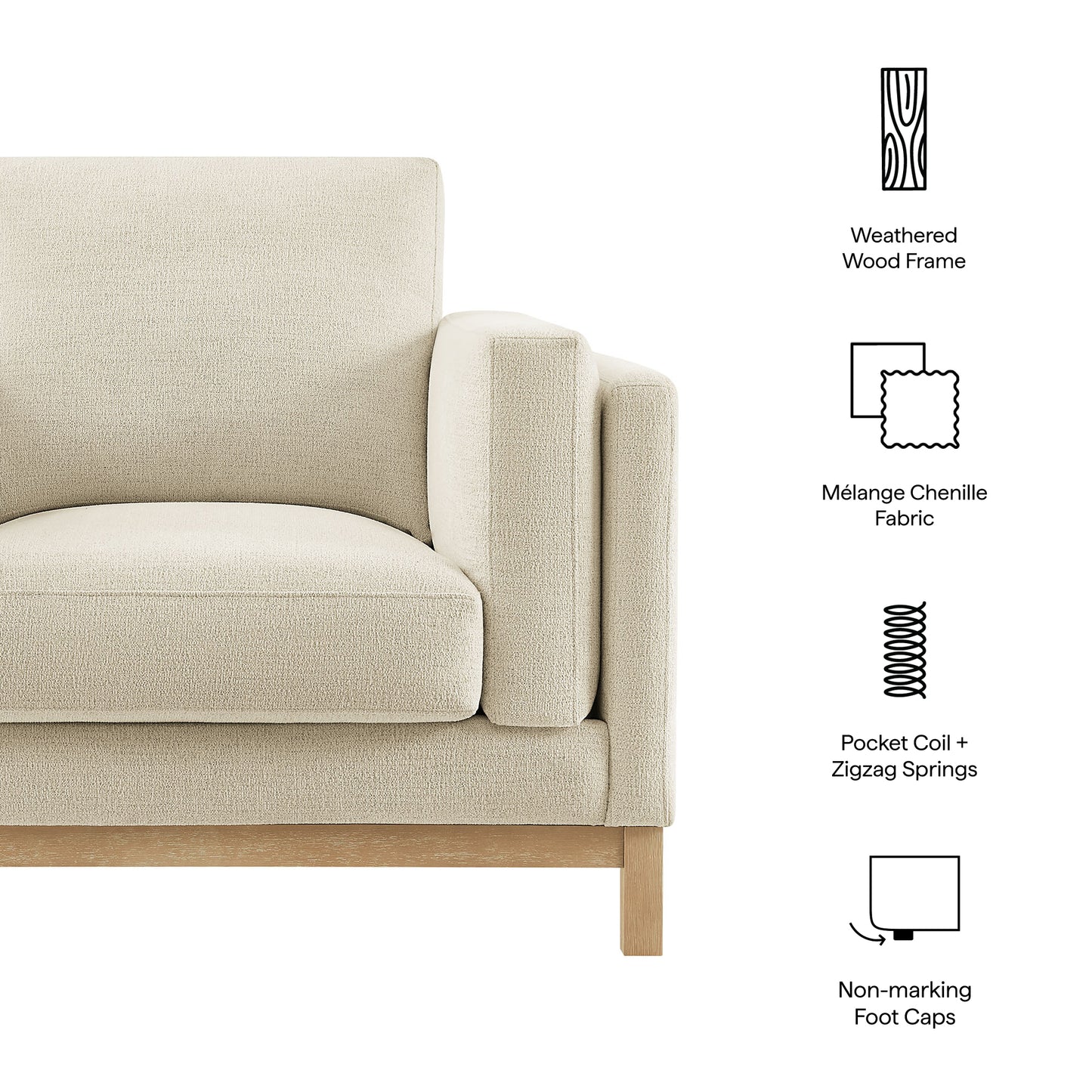 Fern Fabric Armchair in Ivory