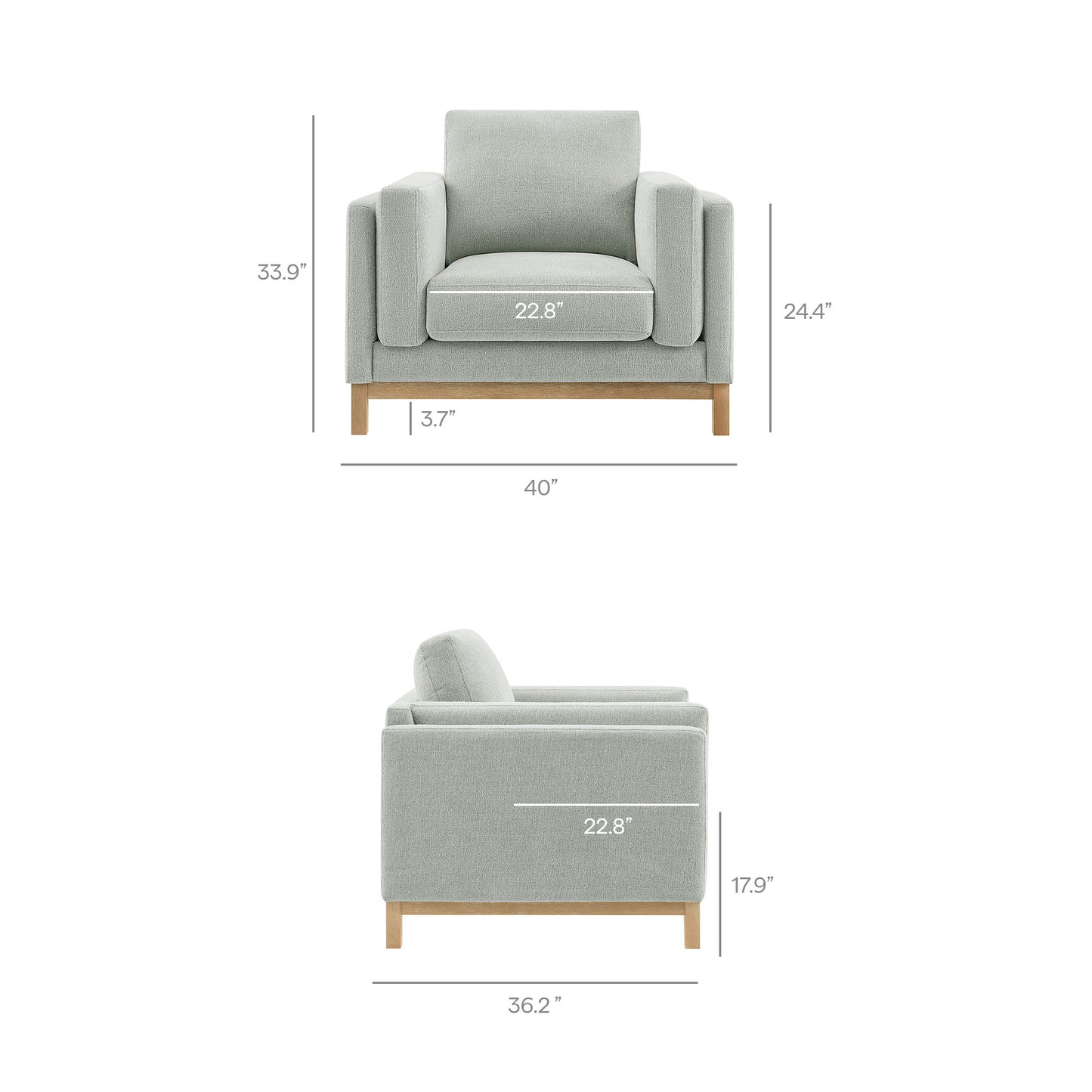 Fern Fabric Armchair in Mist
