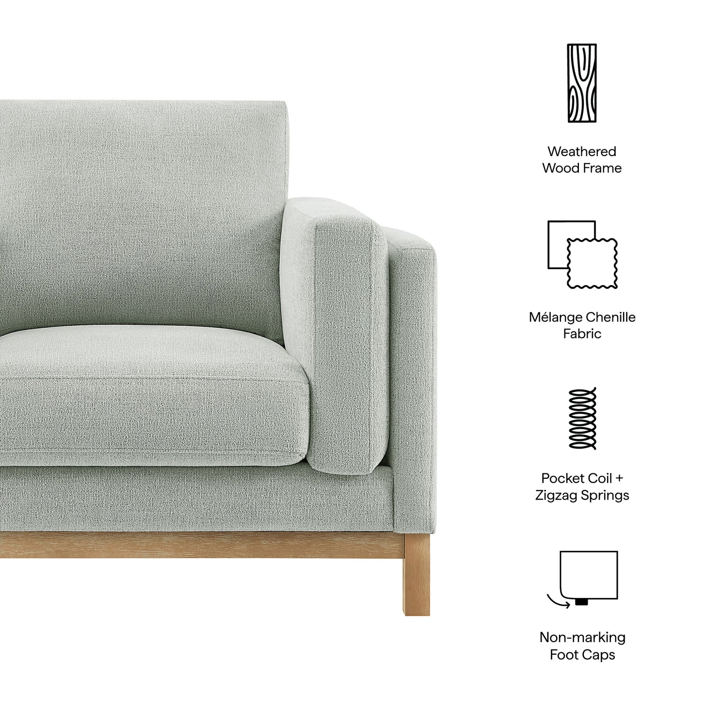 Fern Fabric Armchair in Mist
