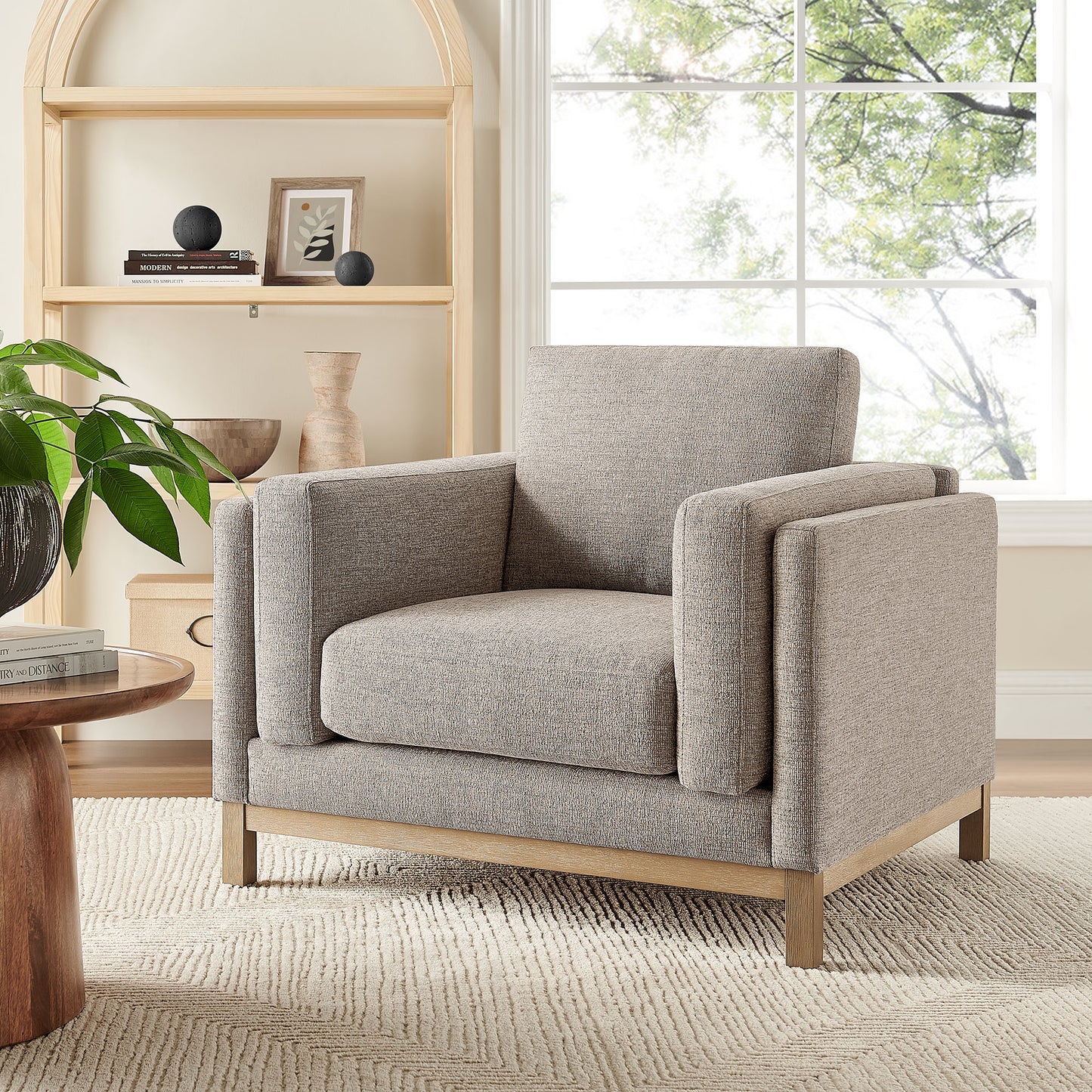 Fern Fabric Armchair in Pewter