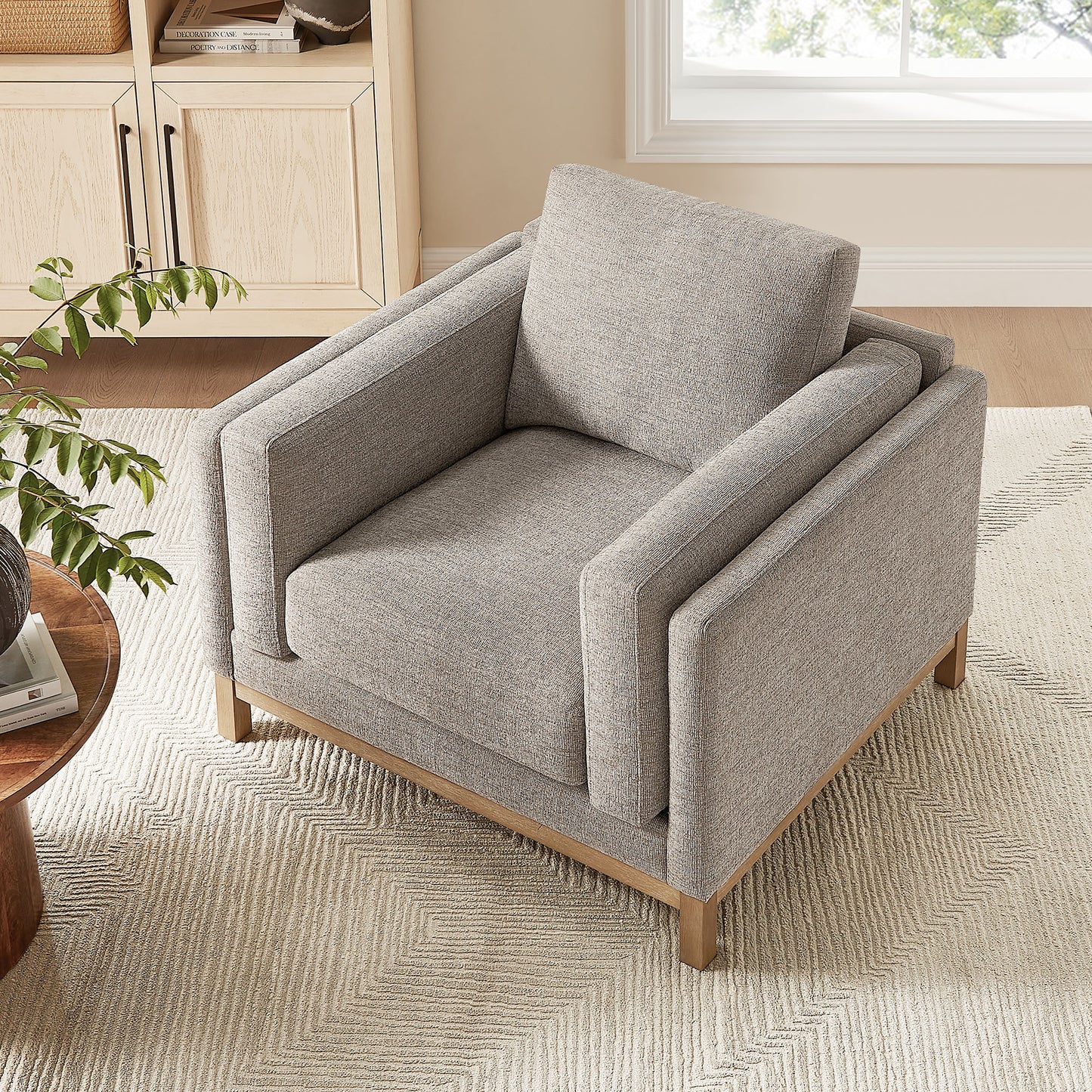 Fern Fabric Armchair in Pewter