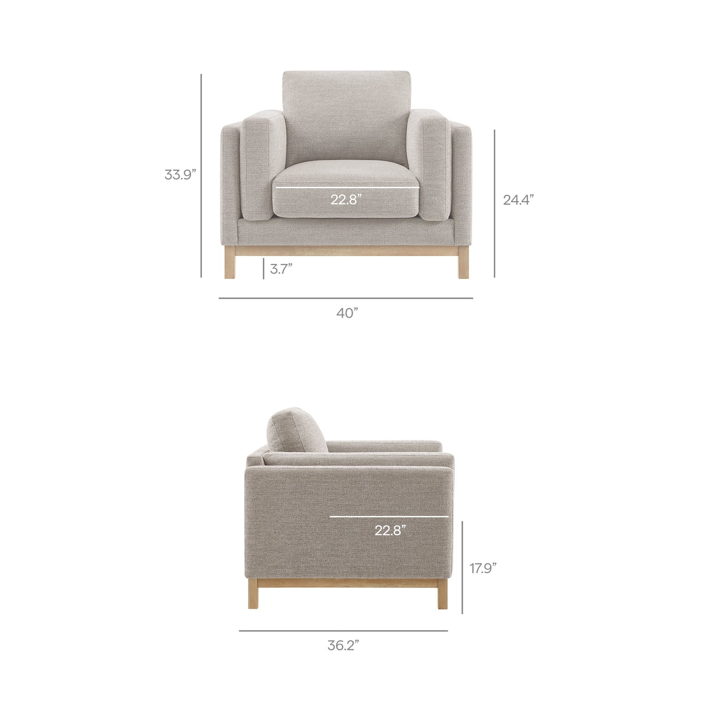 Fern Fabric Armchair in Pewter