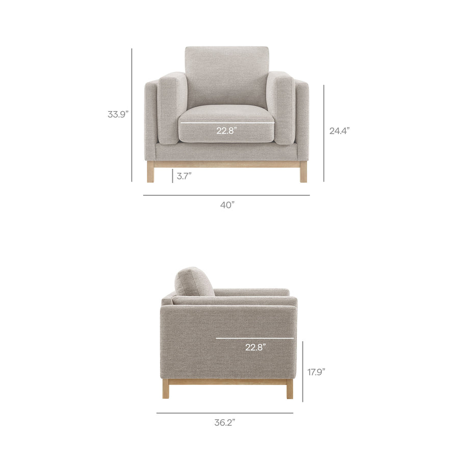 Fern Fabric Armchair in Pewter
