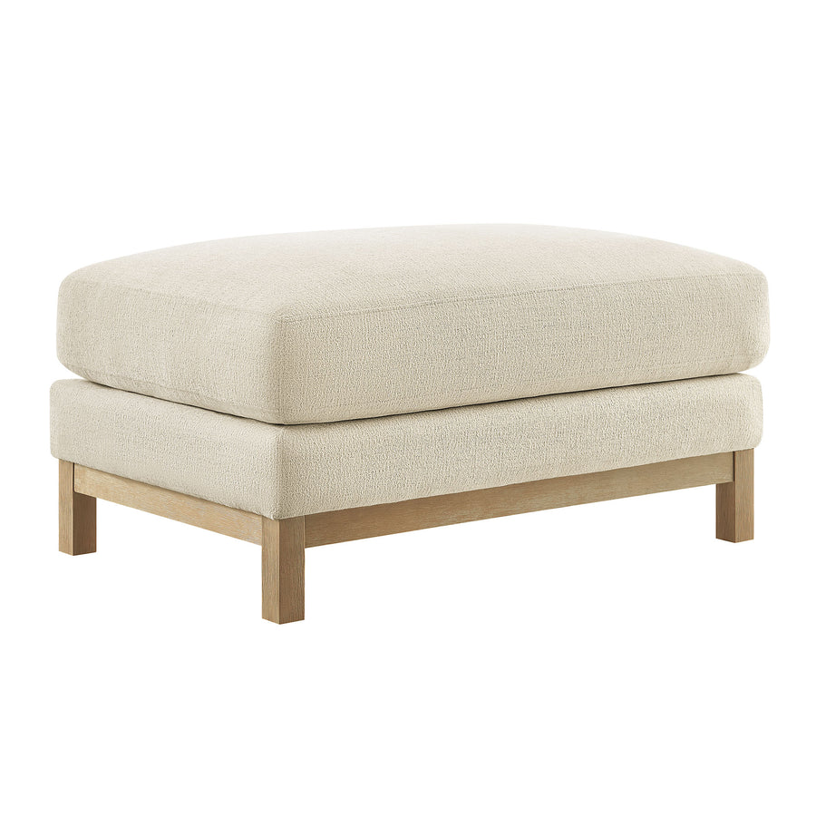 Fern Fabric Ottoman in Ivory