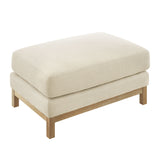 Fern Fabric Ottoman in Ivory