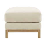 Fern Fabric Ottoman in Ivory