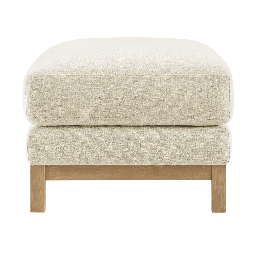 Fern Fabric Ottoman in Ivory