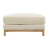 Fern Fabric Ottoman in Ivory