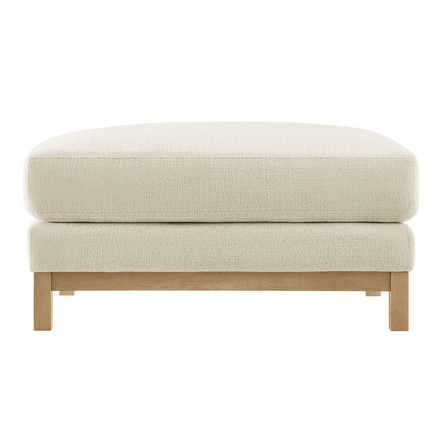 Fern Fabric Ottoman in Ivory